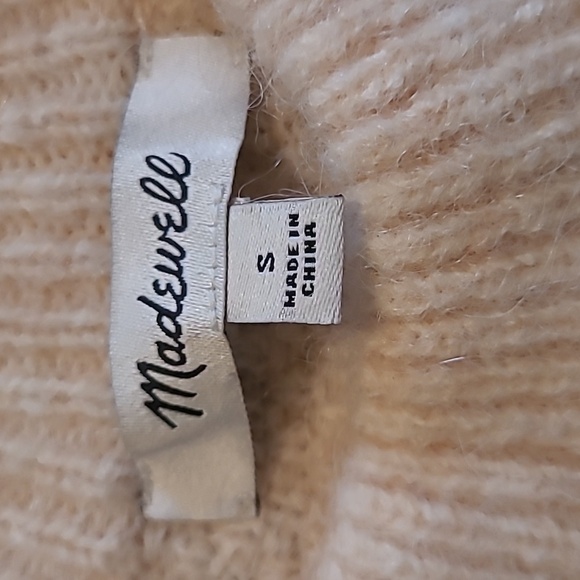 Madewell Havener Crewneck Cable Knit Oversized Boxy  Sweater Cream Wool Alpaca S - Picture 2 of 15